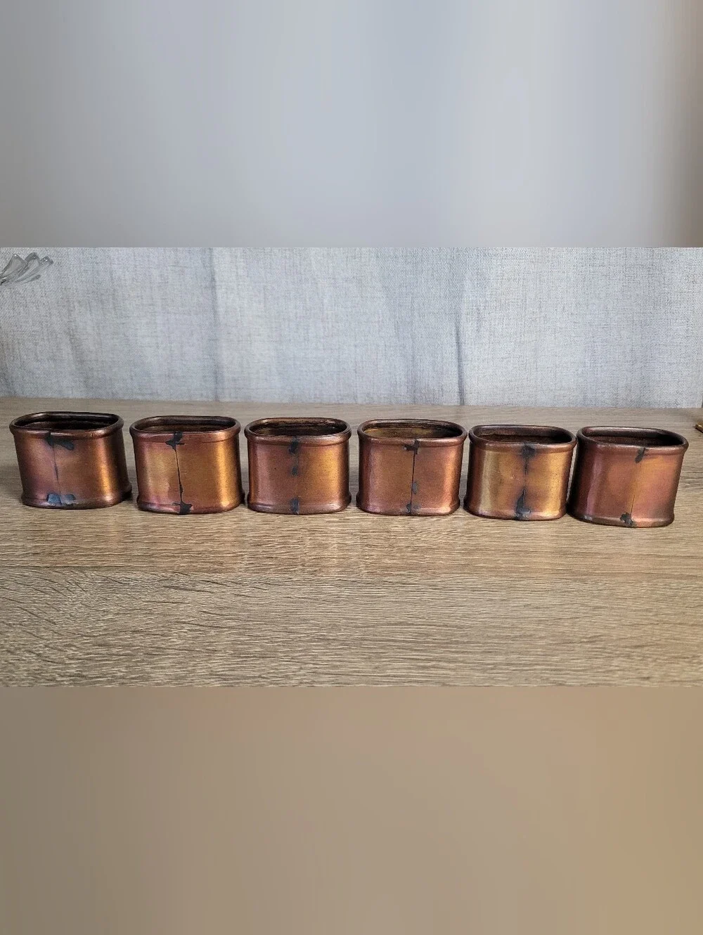 Copper Napkin Rings Set of 6 - Warm Gold Home Rustic Accent